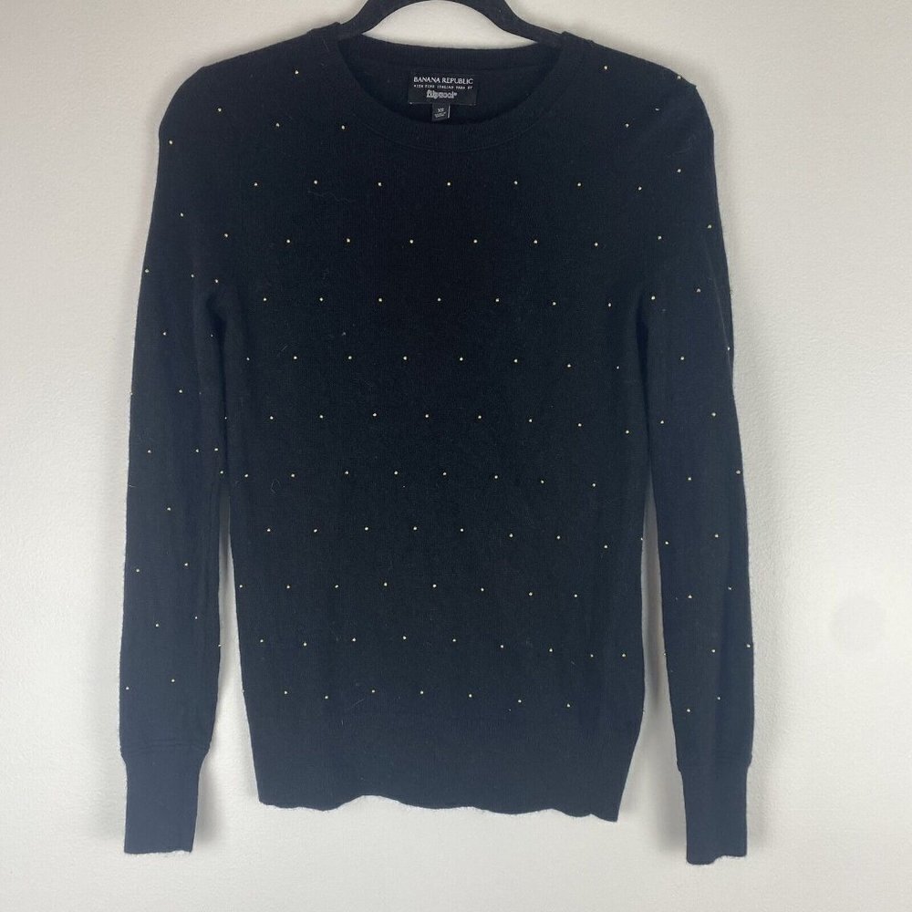 Banana Republic Women's Filpucci Italian Yarn Sweater Size XS Black Gold Beads